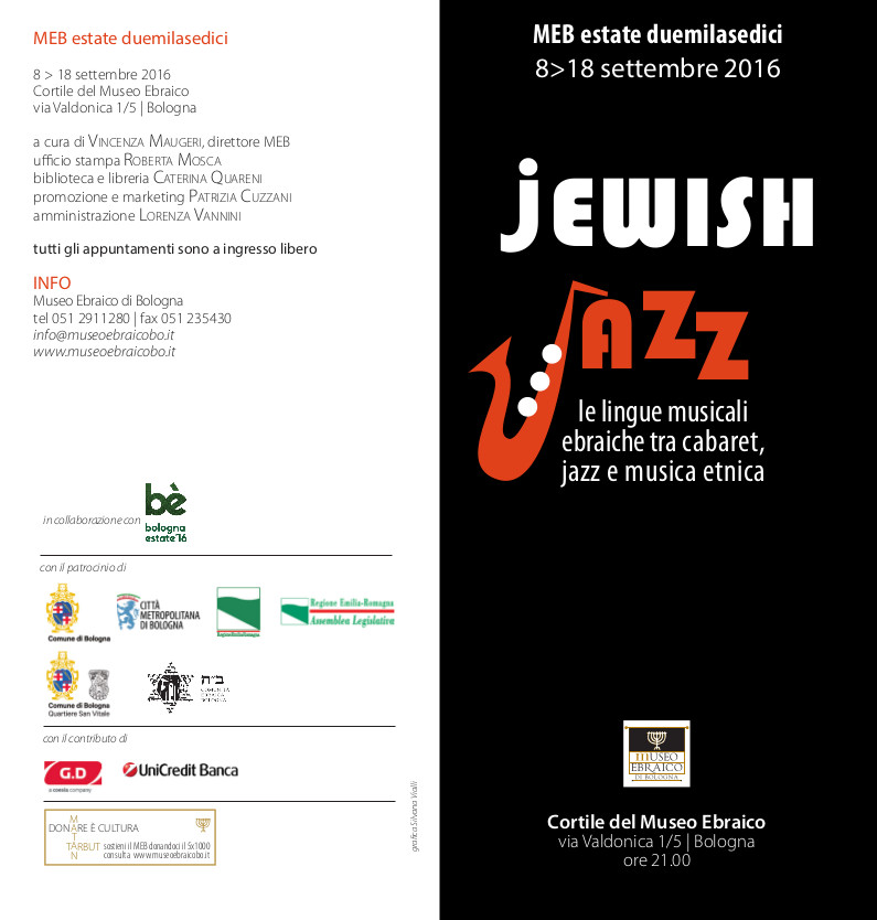 Jewish Jazz 2016 invito fronte